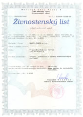 Živostenský list MARCO-CZECH s.r.o. - výroba, instalace a opravy elektronických zarízení